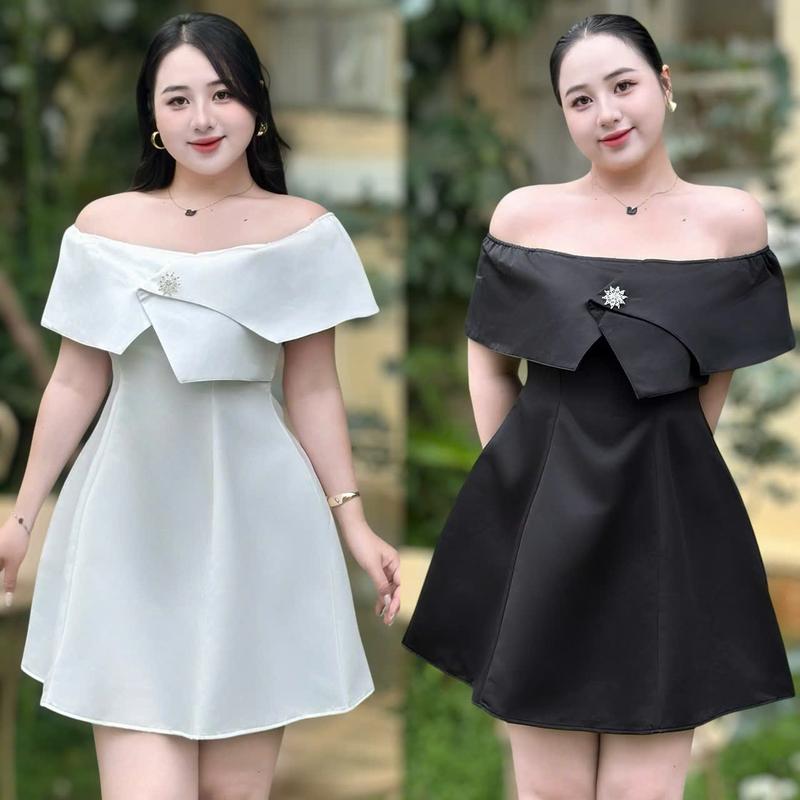  Váy BIGSIZE  50-120kg  phom chiết eo sang trọng gọn dáng may 2 lớp  cao cấp - Ú XINH STORE  Nữ Women  Dress- D255  Tafta Tag Cài Hoa Tuyết  