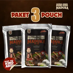 PAKET 3 POUCH Sambal Bebek Bumbu Hitam Madura King Abdi