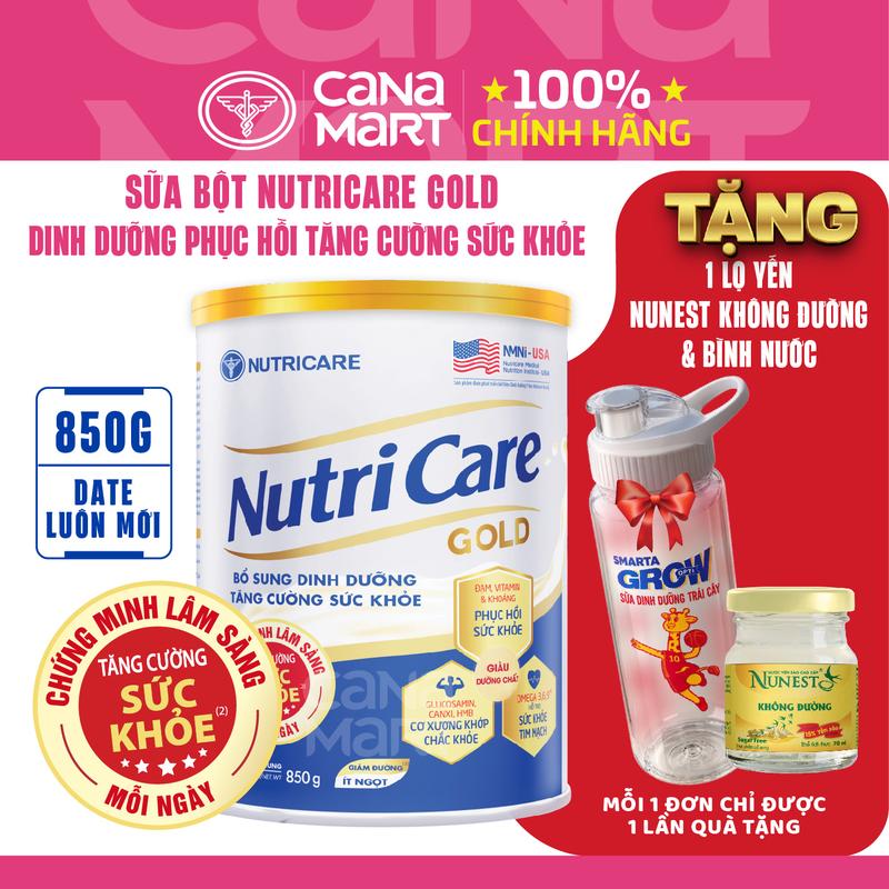 Sữa bột NutriCare Gold công thức dinh dưỡng cho người lớn tuổi phục hồi sức khỏe tốt tim mạch