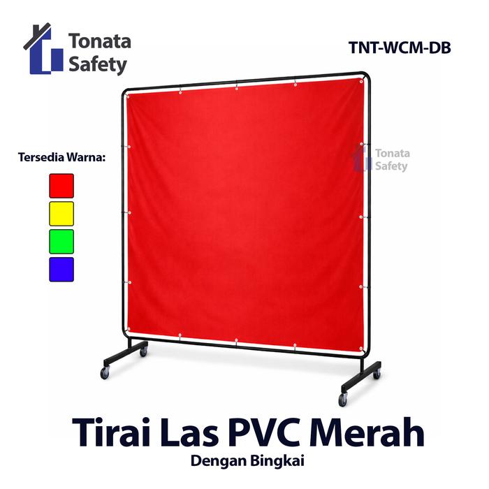 Gambar Tirai Las Merah Dengan Bingkai / Welding Curtain / Ukuran 1.74 m x 1.74 m / Tirai Pelindung Area Pengelasan / Welding Screen Safety Curtain / Pelindung Percikan Api Las dan Sinar UV / Cocok untuk Workshop, Bengkel Las / Material PVC dari Tonata Indonesia Kab. Tangerang Tokopedia