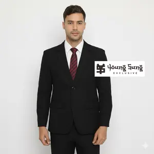 Youngsung - Jas Pria Hitam Formal Slim Fit Wisuda Kantor Blazer Semi Casual
