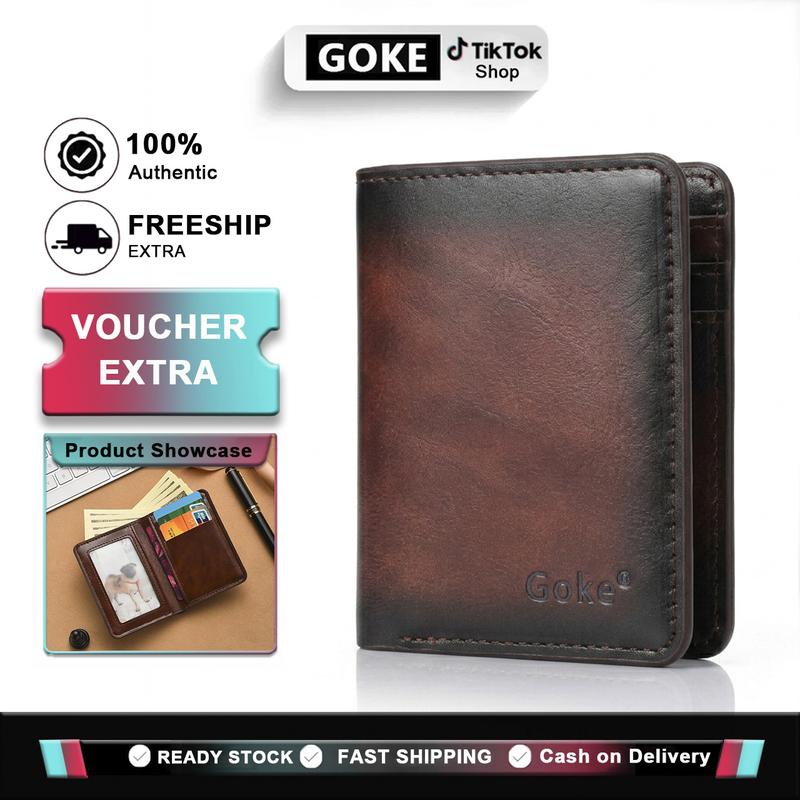 Goke Ví (dành cho nam và nữ), chứa thẻ, thiết kế gấp đôi, ngăn đựng tiền xu; có nhiều vị trí đặt thẻ, thiết kế siêu mỏng dễ mang theo, ngoại hình thời trang nổi bật, dung tích lớn với tính năng đa dụng; được làm từ da cao cấp. #977