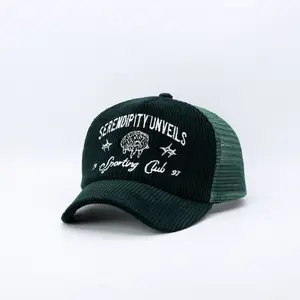 TOPI JARING TRUCKER HAT LIDAH PENDEK HIJAU BOTOL VISOR PENDEK BAHAN CORDUROY GRELYSITED SERENDIPITY UNVEILS