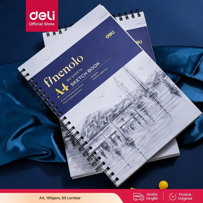Deli Finenolo Sketch Book / Buku Gambar Sketsa A4 160GSM 60 Lembar EC27X Karton Kertas