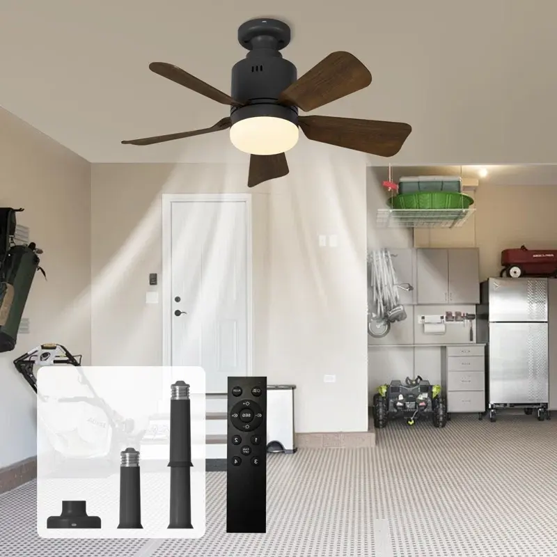 45cm Socket Fan Light, LED Ceiling Fans with Lights and Remote, 3 Colors Dimmable, 4 Speeds Adjustable, E27 Compatible Ceiling Fan for Bedroom Home Office Dining Room Garage, 5 Blades 5