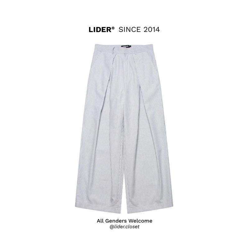 Quần Dài Ống Rộng Sọc Unisex LIDER POPEYE STRIPED PANTS - Sọc Xám Nhạt Nam Menswear