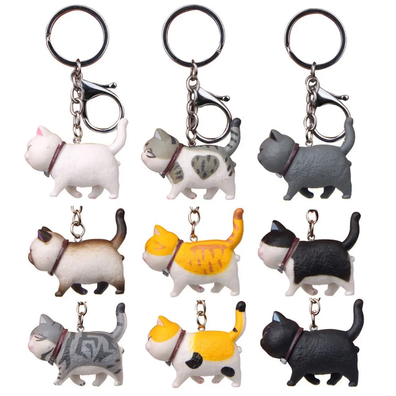 Creative cartoon cat keychain pendant accessories, cat figurine keychain Women Nữ