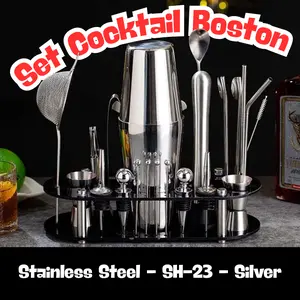 Shaloly Bartender Set Cocktail Boston Shaker Stainless Steel - SH-23 - Silver