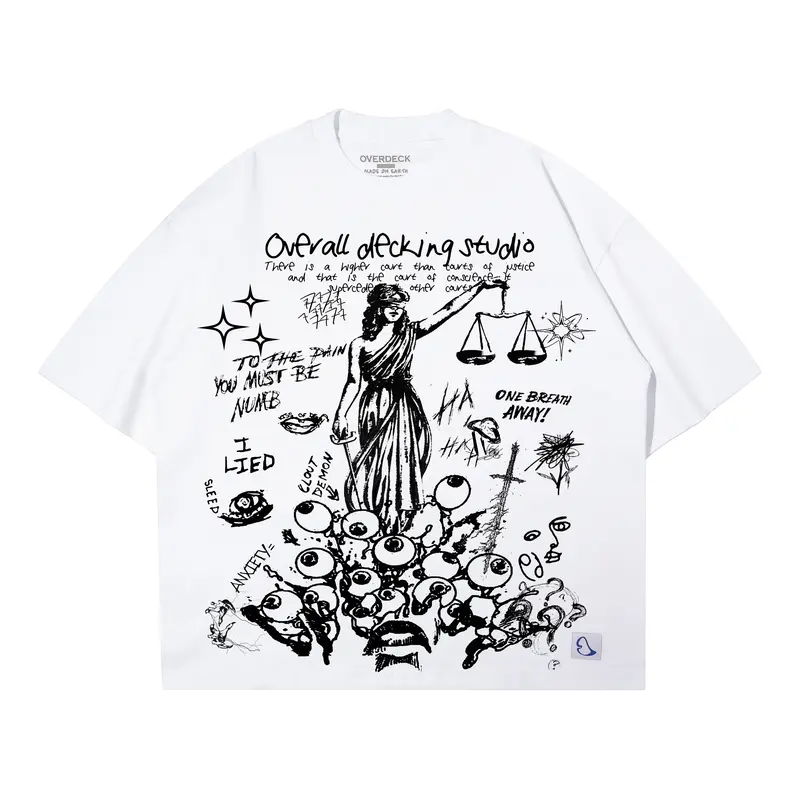 Boxy Cut T-Shirt cotton 20s OverallDecking Justice White 0