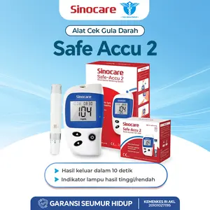 Sinocare Alat Cek Gula Darah Safe Accu2 Praktis Instant BGM 200 Memori HCT 30-60%