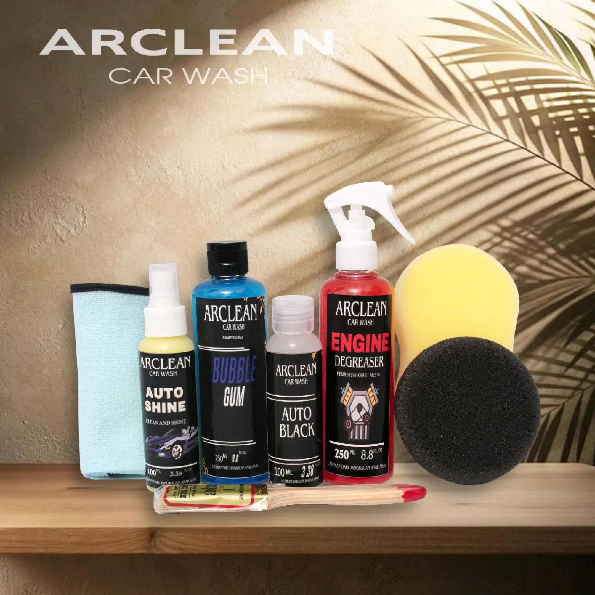 PAKET 4 BOTOL CUCI LENGKAP  UNTUK PERAWATAN MOTOR DAN MOBIL by arclean  Pengkilap  Pembersih Kendaraan Mesin Microfiber
