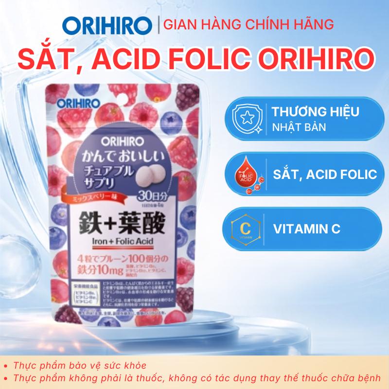 Viên Uống Orihiro Bổ Sung Sắt & Acid Folic 120 viên/túi – Orihiro Nhật Bản chính hãng