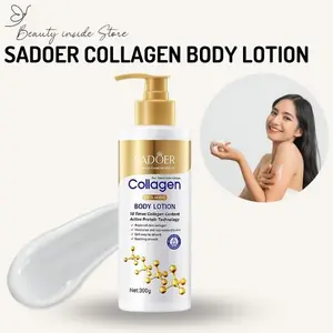 SADOER Losion Tubuh Esensi Kolagen 300ML Mencerahkan Kulit Kencang Halus Lembut & Elastis untuk Wajah Leher Tangan dan Seluruh Tubuh