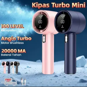 COD High speed handheld fan Small and Portable kipas turbo 100 gear wind hight-speed kipas angin portable digital displayadjustable fan