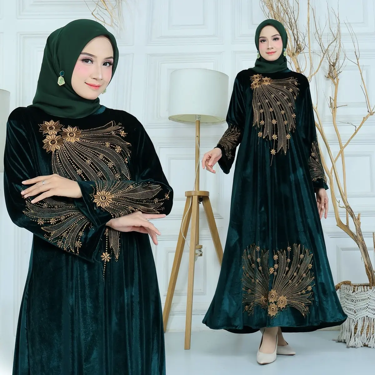 Abaya Bludru Green (Warna Baru!)