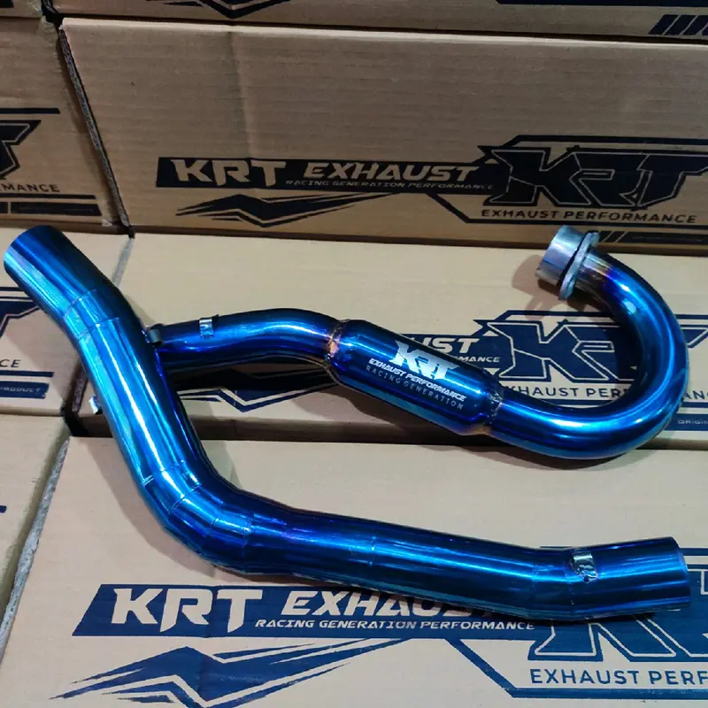 Leher Knalpot Racing Klx Crf Dtracker Wr155 Original KRT Blue Full Biru 38mm Bending Stainlis 5