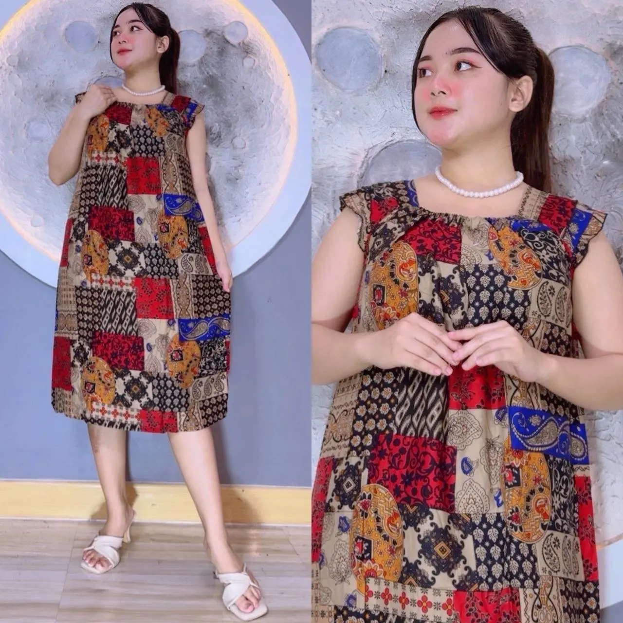 Daster anjel rayon premium lengan susun wanita
