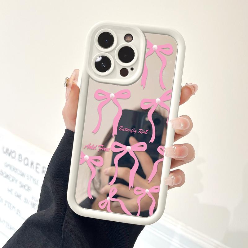 Bow Cermin Phone Case Hp Casing Softcase Compitable With Infinix Smart 8 7 6 5 Note 40 30 Hot 40 30i 10 11 Itel A70 P55 RS4 Zero 30 Tecno Spark Pova 5 20 20C Go Pro Play 2023 4G 5G C8-8009 5