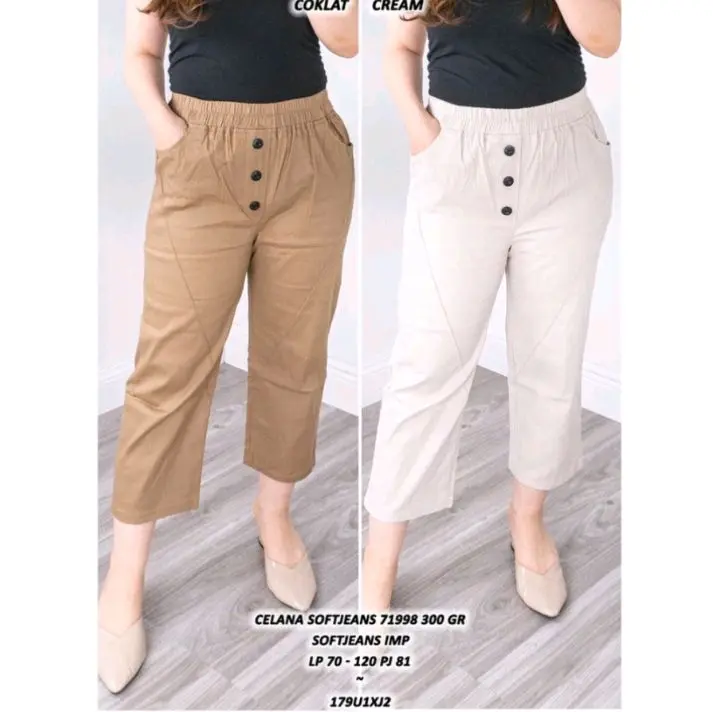 ERDE PANTS CELANA KULOT TERBARU  Variasi kancing full  Karet bahan  Twill combed