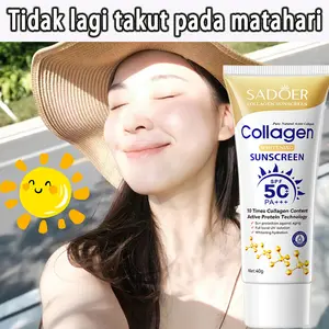 SPF 50 Sunscreen Collagen tabir surya pemutih Double Whitening Sunblock Badan Wajah 40g Kolagen Whitening Sunscreen Cream UV Protection anti penuaan Tabir Surya Pelembab Brightening Tubuh