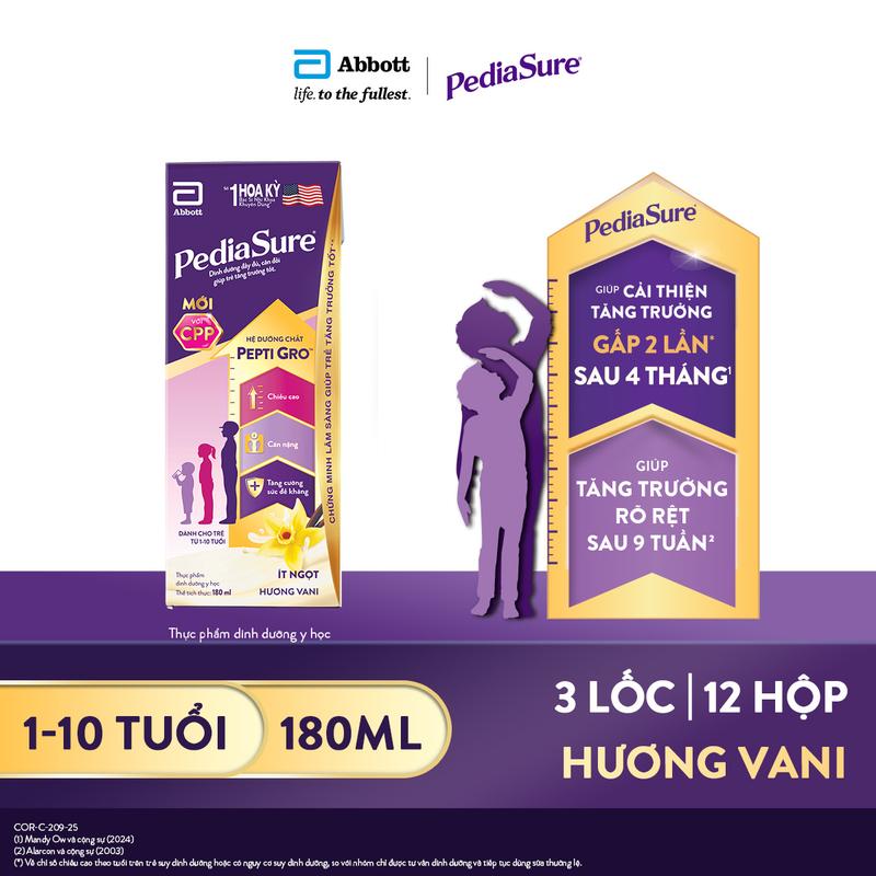  COMBO 3 LỐC PEDIASURE PHA SẴN HƯƠNG VANI 180ML 