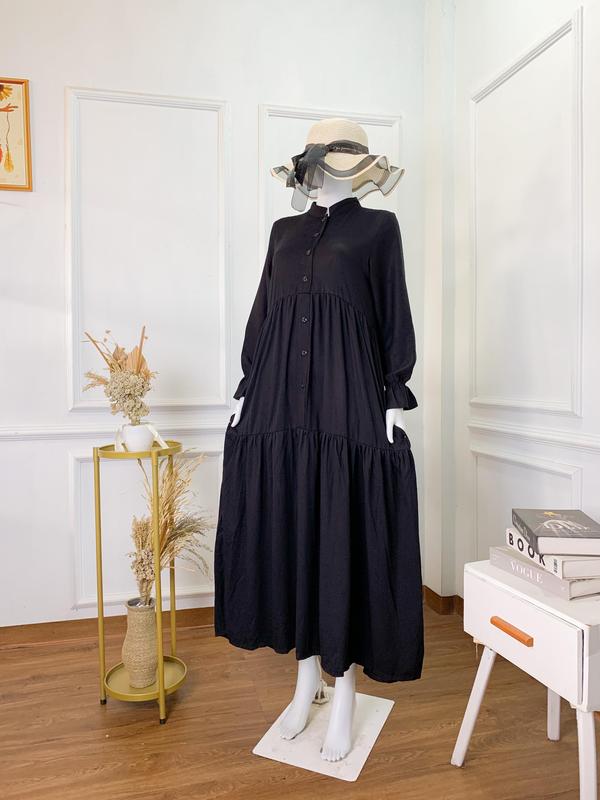 DRESS MEDINA POLOS BAHAN RAYON TWIL PREMIUM BY SHAFIRA/GAMIS/BAJU WANITA DEWASA Muslim Twill Mewah Midi Maxi 5