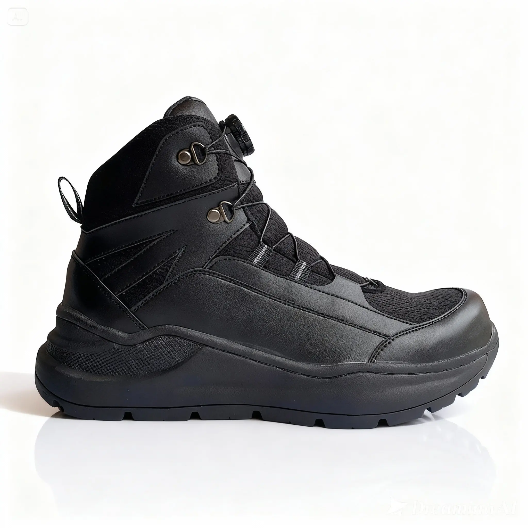 Aksara Sepatu Boots Safety Pria Sneakers Kasual Casual Kerja Boot Full Black Hitam Boots Shoes Naik Gunung Hiking Touring Kerja Outdoor Proyek Karet