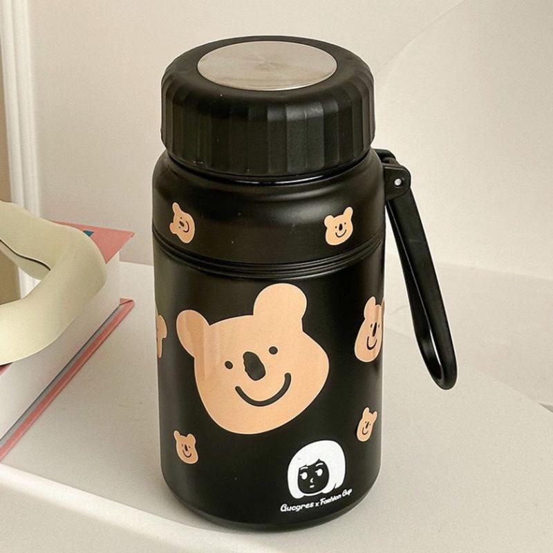 Bình Giữ Nhiệt In Hình Gấu thể tích 1000ML Chất Liệu INOX 316 Có Thể Giữ Nước Lạnh Và Nóng - Ly Giữ Nhiệt Inox 304