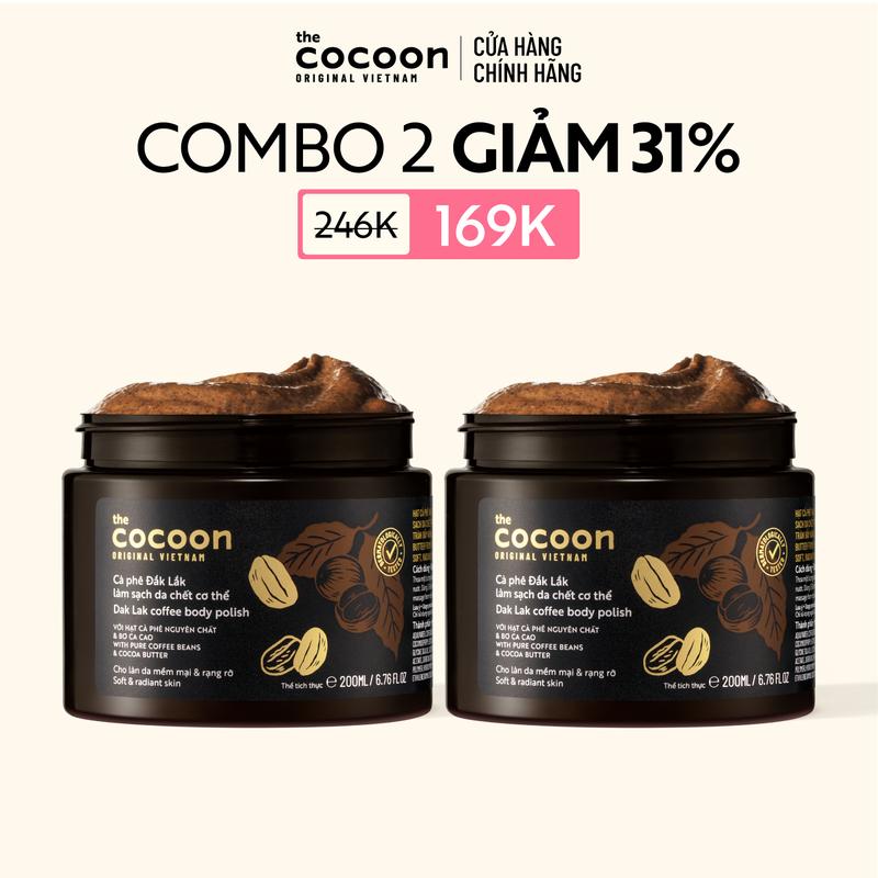 Combo 2 Tẩy da chết cơ thể cà phê Đắk Lắk Cocoon cho làn da mềm mại và rạng rỡ 200ml