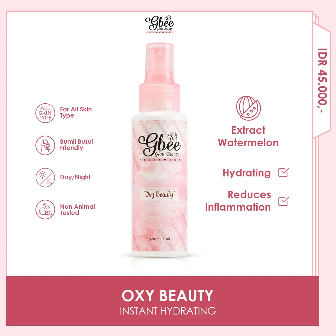 Gbee Glow Oxy Beauty 100ml - Face Mist Perawatan Wajah Untuk Pencerah kulit yang Kusam Hitam pada Muka