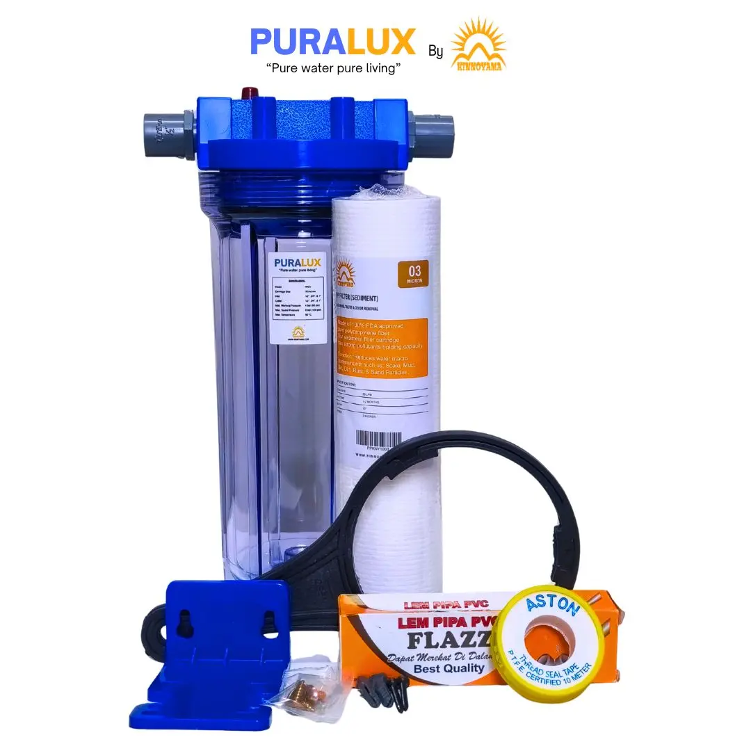 Paket Housing filter Air Toren 1 Tahap 10 Inci /Water Filter Air Sumur Bor Cartridge Filter Sediment / Saringan Air kran Kotor & Berlumpur by KINNOYAMA