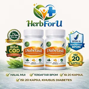 [2botol] Diabetasil Herbal Diabetes Ampuh 100% BPOM & Halal MUI 20 Kapsul Kontrol Gula Darah Aman untuk Tipe 1 & 2 Diabetes