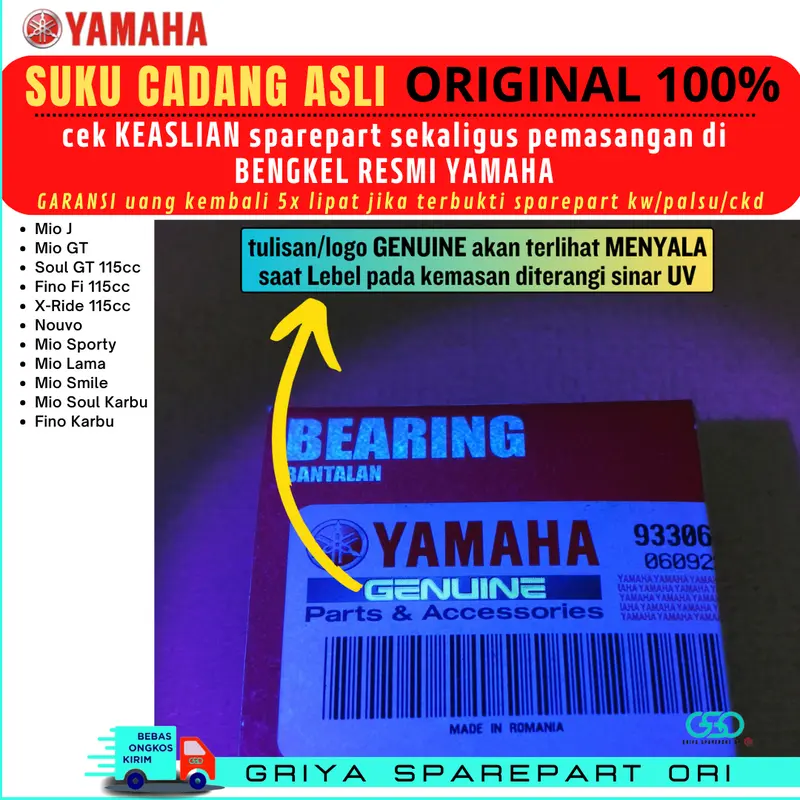 Bearing laher roda belakang Mio 6004 Ori Mio j Mio GT Mio smile Mio sporty Mio karbu lama Mio soul karbu Fino karbu Fino fi Xride Soul GT 115 KLAHAR BEARING RODA BELAKANG ORIGINAL YAMAHA 1
