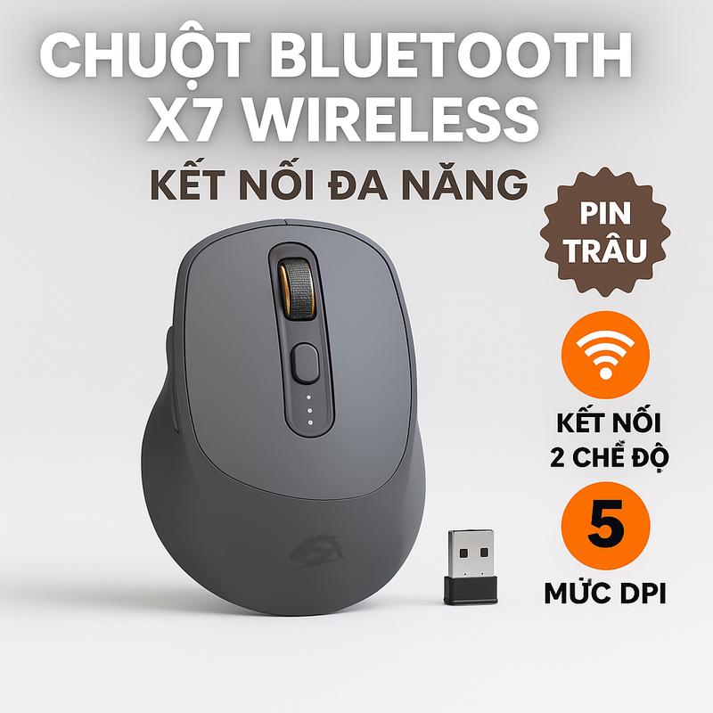 Chuột không dây pin sạc ZiyouLang kết nối 2 chế độ Bluetooth, Wireless dùng cho mọi thiết bị máy tính, Laptop chuột