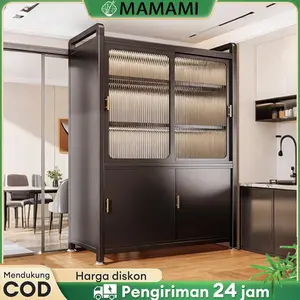 Lemari Dapur Rak Dapur Serbaguna Lemari Piring Estetik Rak Piring Susun Rak piring Tertutup Rak Oven Microwave