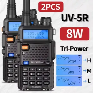 HT Baofeng UV5R Walkie Talkie Dual Band 5W 128CH UHF VHF handy talkie luar ruangan walky talky antena adaptor led BF-UV5R