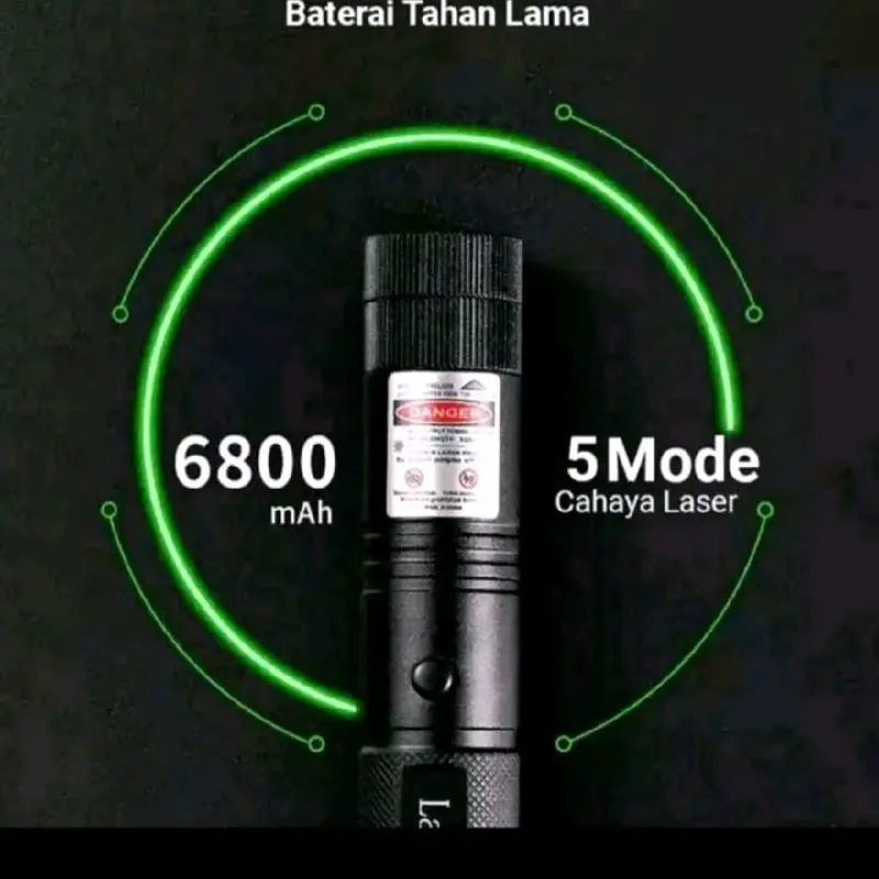 LASER GREEN POINTER 303  5000MW warna hijau  Batrei Cas jarak jauh FREE Charger dan Kunci Senter 3