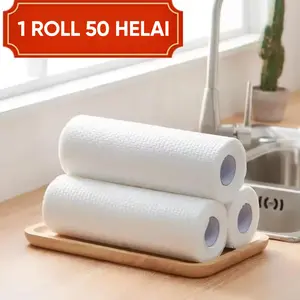 Tisu Kertas 1 Roll 50 Helai Sekali Pakai Disposable Tissue Paper Towel