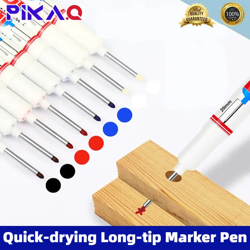 Pen Penanda Hujung Panjang, Panjang 20mm, Cepat kering dan Kapasiti Besar, Kalis Air dan Tahan Lama, Sesuai untuk Menanda dalam Bilik Mandi, Kerja Kayu, Hiasan dan Lubang Dalam Seramik, Tersedia dalam Hitam, Biru dan Merah
