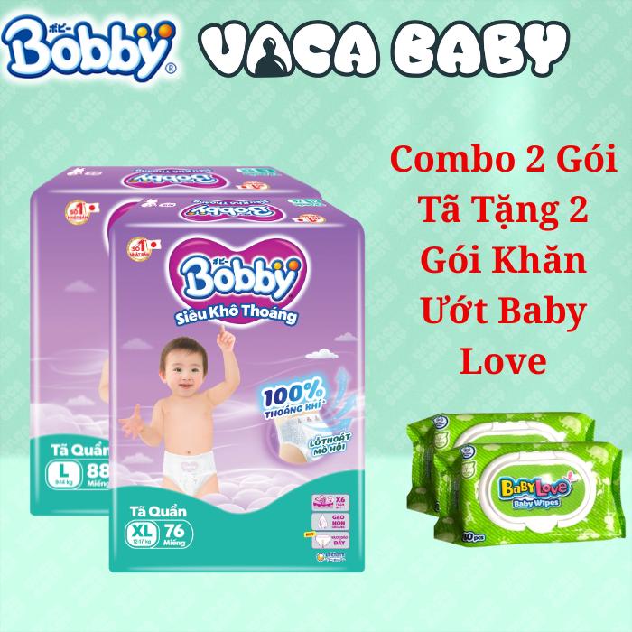 Combo 2 Gói Tã Quần Bobby Ultra  hãng Unicharm đủ size M96/ L88/ XL76/ XXL70 miếng Nữ Women cho Bé