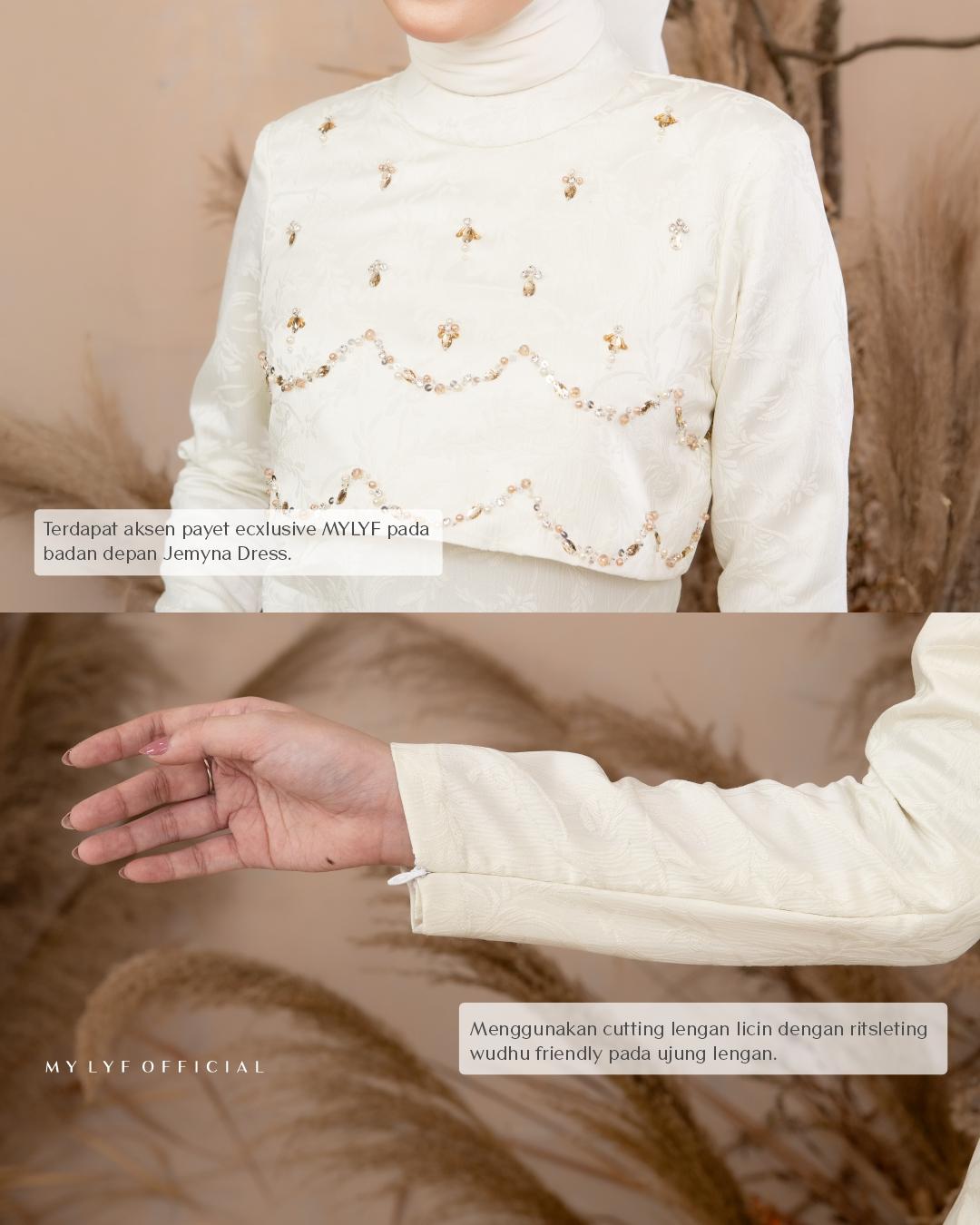 MYLYF Official Jemyna Dress Raya Series Gaun Gamis Baju Busana Bahan Maxmara Wanita Muslimah Tunangan Menikah Lamaran Ibu Hamil Bridesmaid Pesta Maternity