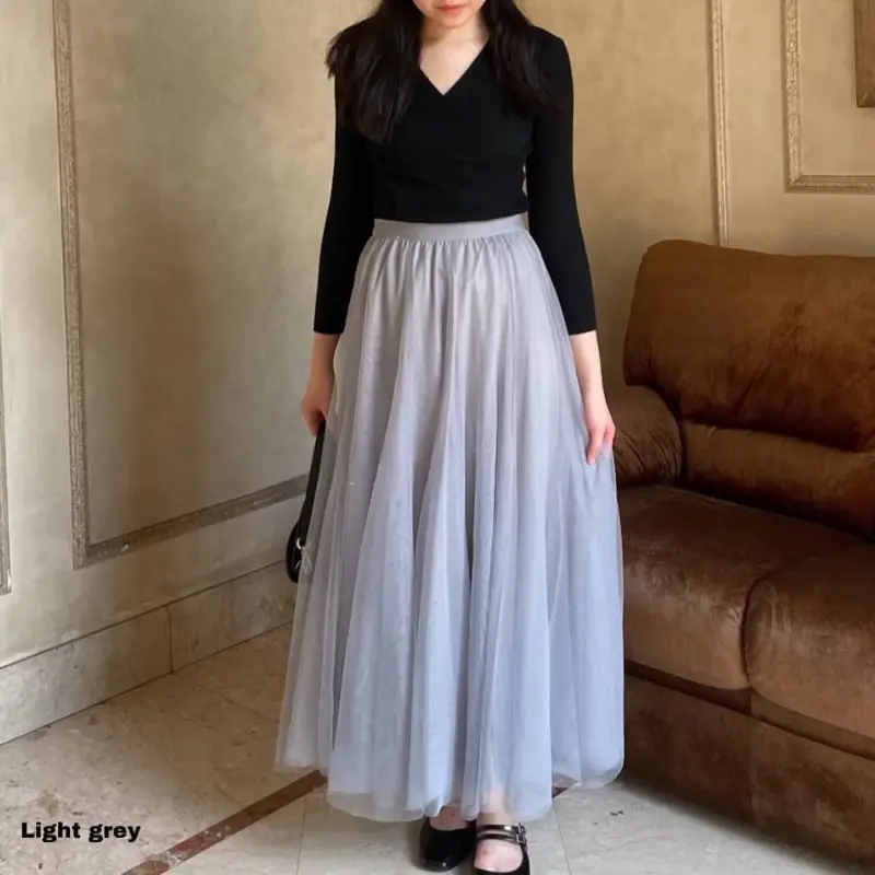 Rok Tutu 3 Layer Korean Style – Rok Viral Lebaran 2025, Bahan Tile Full Puring Anti Nerawang Simple Panjang Stretch Basic Casual