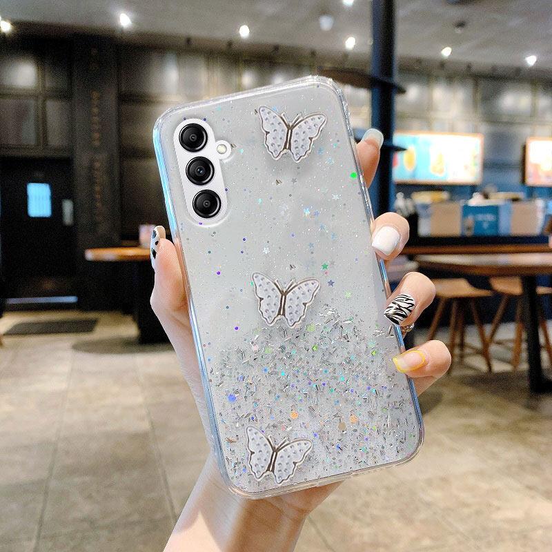 Product Introduction of Soft Casing for Samsung Galaxy A34 A54 5G A14 4G A24 Beautiful Shiny Starry Sky with Butterfly Trinkets Silicone Soft Phone Case Cover 10