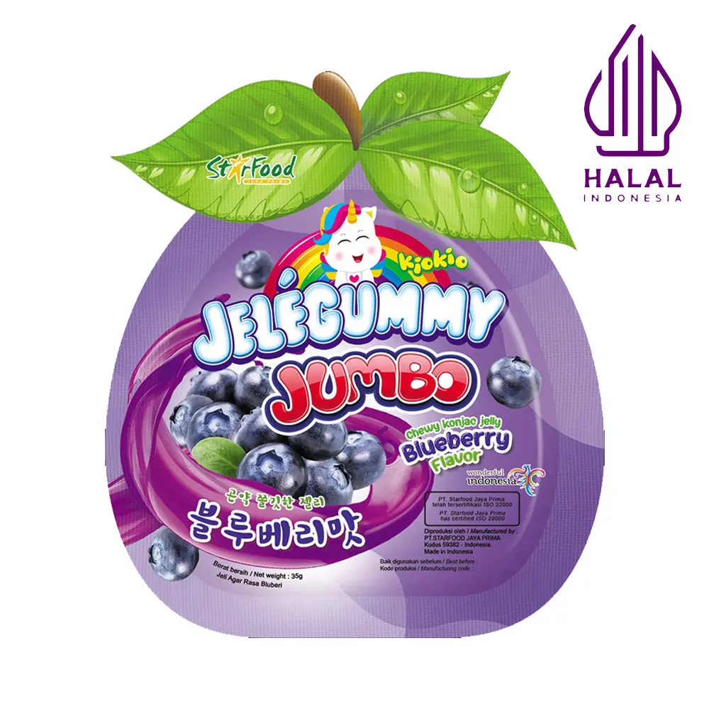 Kiokio Jelegummy Jumbo Chewy Konjac Bluberry 35gr Candy Food Snack Cemilan Strawberry Susu Jelly Makanan Jajanan Camilan Manis Jeli Stroberi Jeruk Orange Coklat Kering Permen