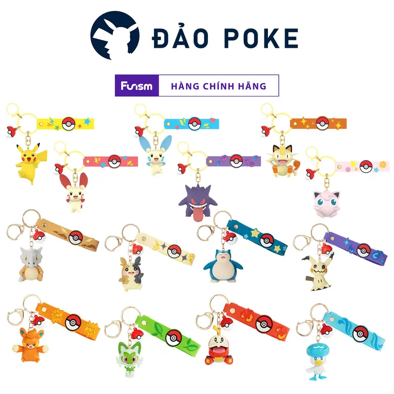 [CHÍNH HÃNG] Móc khóa mô hình Pokémon Pikachu - Plusle - Minun - Gengar - Meowth - Jigglypuff - Cubone - Morpeko - Snorlax - Mimikyu - Pawmi - Sprigatito - Fuecoco - Quaxly chính hãng Funism 0