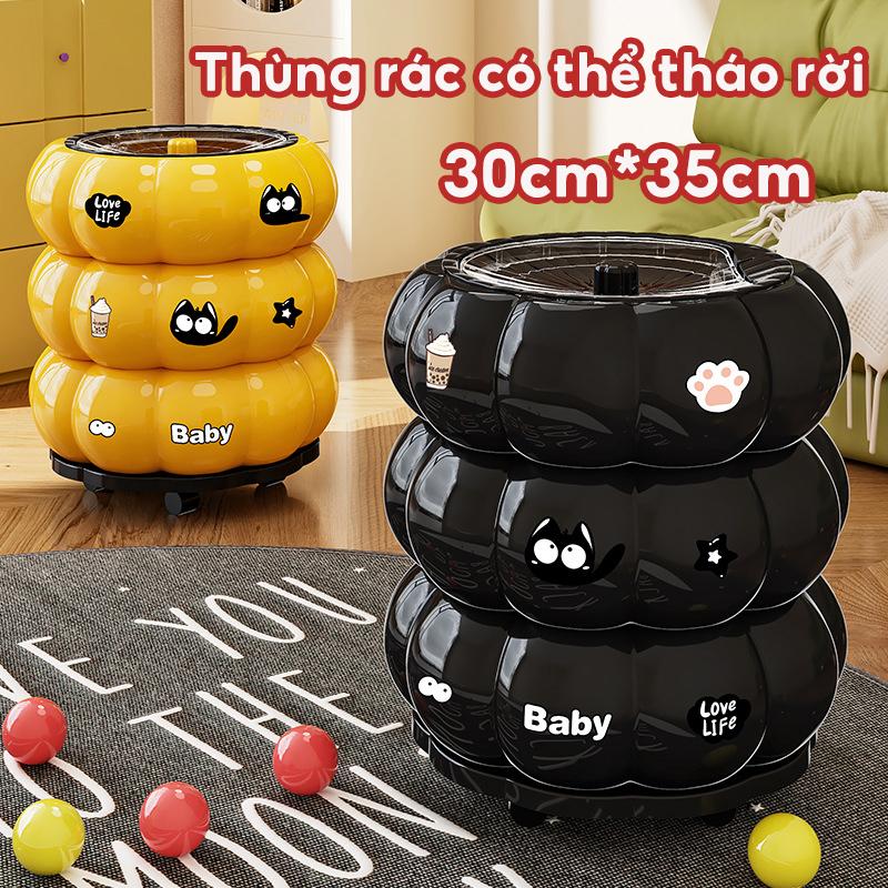 Thùng Rác Đầu Lật Có Bánh Xe Di Chuyển Được Thích Hợp Cho Phòng Ngủ Nhà Bếp Và Phòng Tắm Thùng Đựng Rác,thùng rác cute để phòng