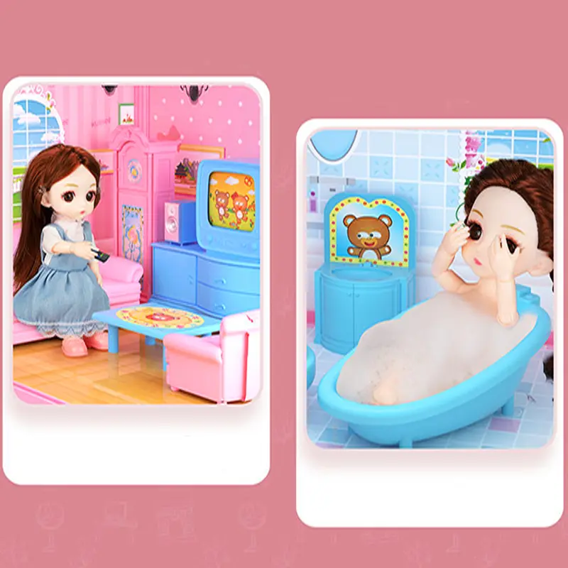 *COD*Rumah Boneka Anak Perempuan Kastil Mimpi Kastil Simulasi DIY Villa Permainan Keluarga Permainan Anak-anak Rumah Mainan Anak Perempuan Hadiah Ulang Tahun 7