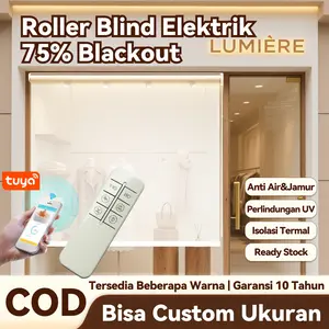 Roller Blind Tirai Gulung Blackout 75% Dangan Rel Atas Gorden Biasa Murah Tirai Gulung Elektrik Anti Air Anti Kelembapan Tahan Jamur Gorden Lebar Kontrol Jarak Jauh Tuya App