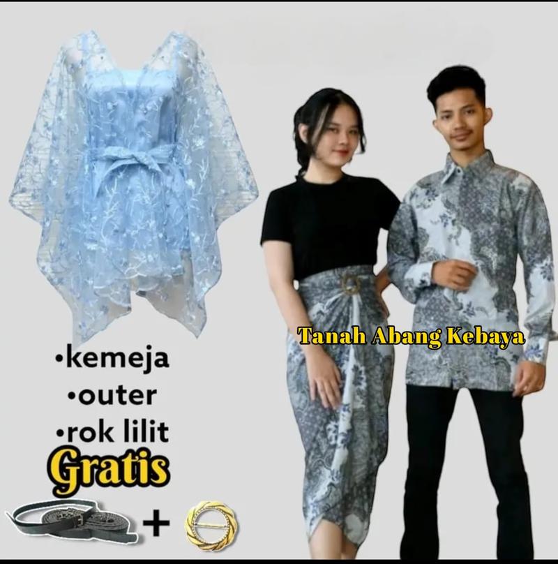 Product Introduction of Couplean Lengkap (Kemeja Lengan Panjang+Outer Dan Rok Lilit Batik) Kekinian untuk Acara FORMAL I Kondangan I Wisudah Dan Free Ring 40