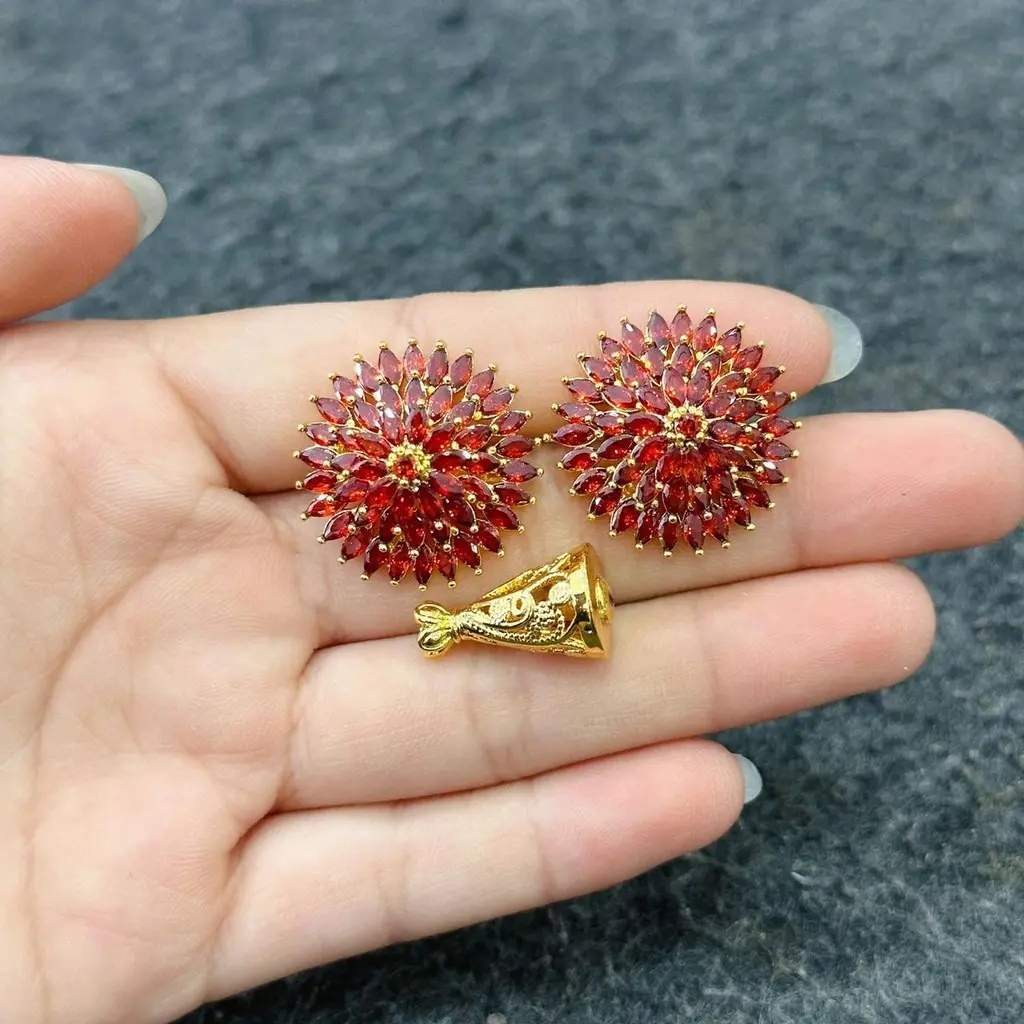 Anting Sumpel Permata Zirkon Padi Mewah Premium Wanita Elegan Lapis Emas High Quality Motif Baru